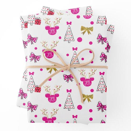 Holiday Minnie Pattern with Gold Bows & Antlers  Sheets