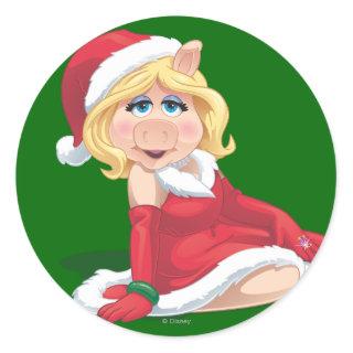 Holiday Miss Piggy 2 Classic Round Sticker