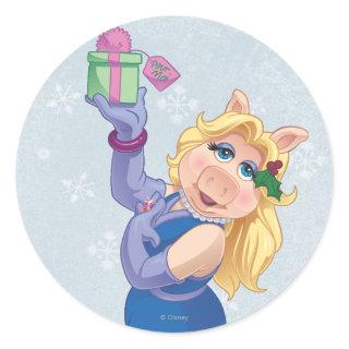 Holiday Miss Piggy Classic Round Sticker