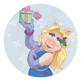 Holiday Miss Piggy Classic Round Sticker