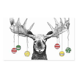 Holiday Moose Rectangular Sticker