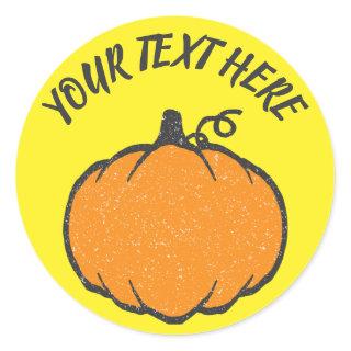 Holiday Pumpkin Vintage Style Drawing Classic Round Sticker