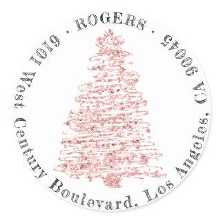 Holiday Return Address Classic RSVP Christmas Tree Classic Round Sticker