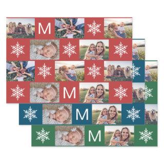 Holiday Snowflakes and Monogram Photo Collage  Sheets