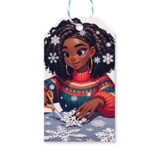 Holiday Snowflakes - Black People Christmas Design Gift Tags