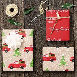 Holiday Tree with Vintage Truck Merry Christmas  Sheets