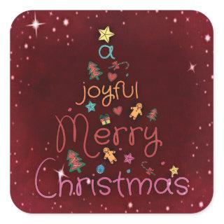 Holiday trendy Merry Christmas Square Sticker