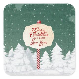 Holiday Typography trendy Merry Christmas Square Sticker