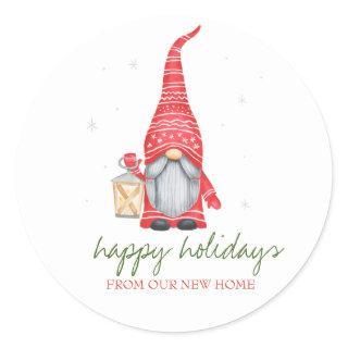 Holiday We Have Moved,Adorable Gnome  Classic Round Sticker