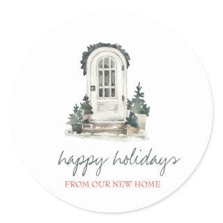 Holiday We Have Moved Front Door Classic Round Sticker