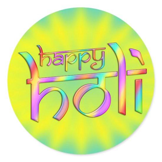 holiES - HAPPY HOLI colored gradients 1 Classic Round Sticker