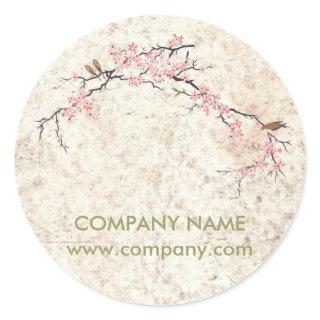 holistic health Yoga Zen SPA cherry Blossom Sakura Classic Round Sticker