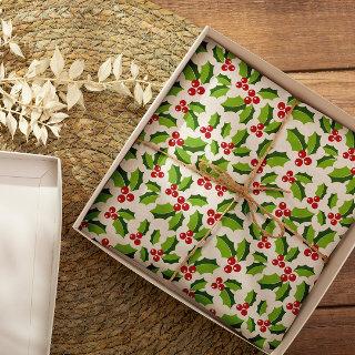 Holly Berries Holly Leaves Mistletoe Holiday Tissue Paper