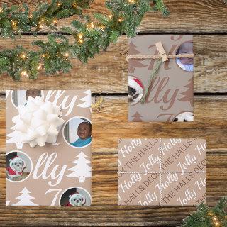Holly Jolly Photo Collage Neutrals Christmas  Sheets
