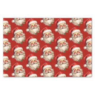 Holly Jolly Santa Claus Retro Christmas Pattern Tissue Paper