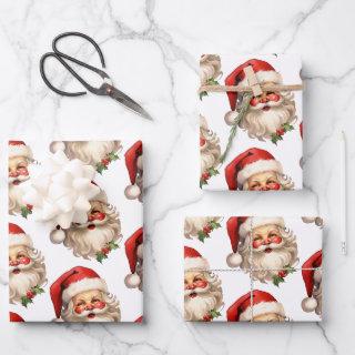 Holly Jolly Santa Claus Retro Christmas Pattern  Sheets