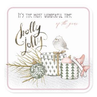 Holly Jolly Wonderful Time Christmas  Square Sticker