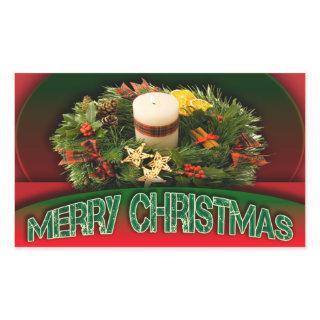 Holly n Christmas decorations modern Rectangular Sticker