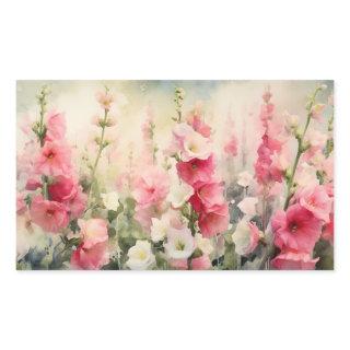 Hollyhocks Rectangular Sticker