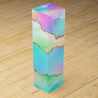 Holo Agate | Faux Iridescent Pastel Ombre Marble Wine Box