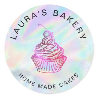 Hologram foil Cakes & Sweets Cupcake Home Bakery Classic Round Sticker