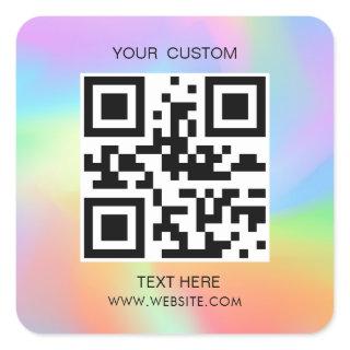 Hologram, Simple QR Small Business Custom QR Code  Square Sticker
