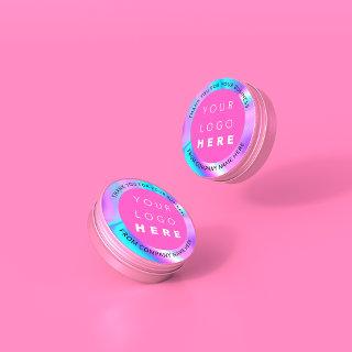 Holograph Custom Logo Simply Modern Pink Thank Blu Classic Round Sticker