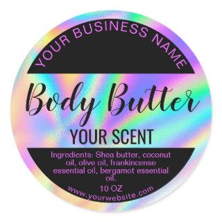 holograph foil product label body butter