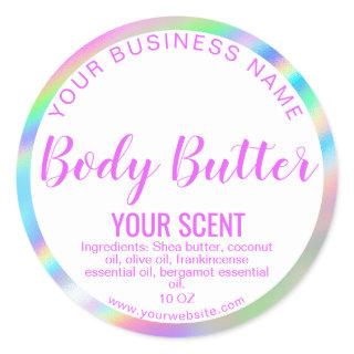 holograph foil product label body butter