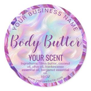 holograph foil product label body butter
