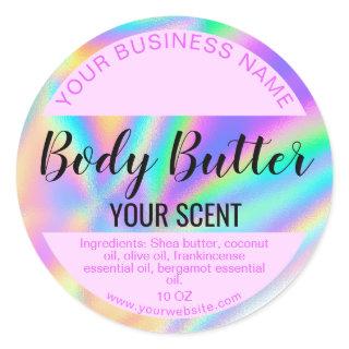 holograph foil product label body butter