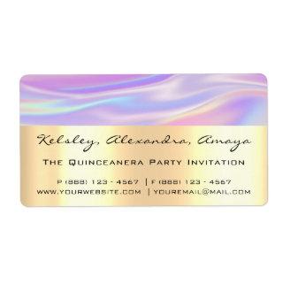 Holograph Unicorn Gold  Bridal Purple Sweet 16th Label