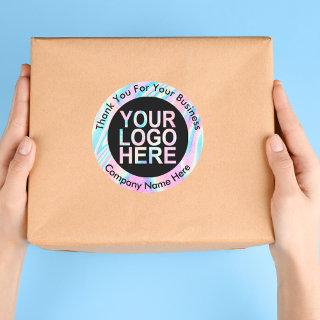 Holographic Abstract Custom Logo With Text Classic Round Sticker