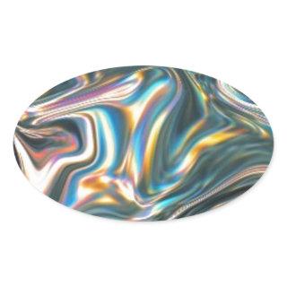 Holographic Chrome Oval Sticker