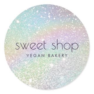 Holographic Glitter Bakery, Sweets Classic Round Sticker