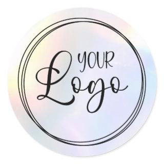 Holographic Highlights Gradient Logo Classic Round Sticker