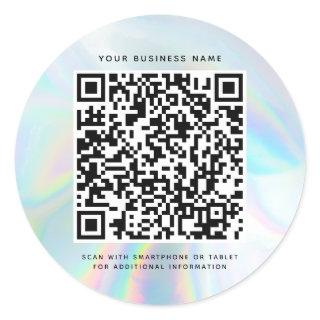 Holographic QR Code Business Custom Classic Round Sticker