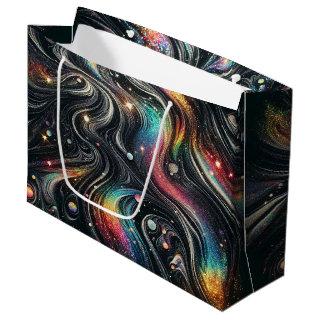 Holographic Rainbow Glitter 70s Galactic Creative  Large Gift Bag