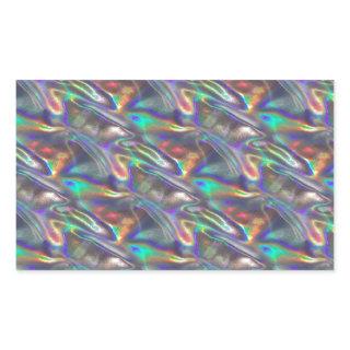 holographic silver rectangular sticker