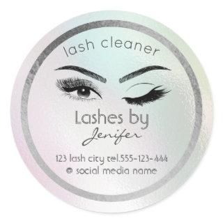 Holographic wink lash extension lash cleaner classic round sticker