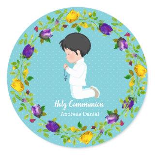Holy Communion wreath * choose background color Classic Round Sticker