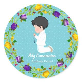 Holy Communion wreath * choose background color Classic Round Sticker