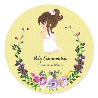 Holy Communion wreath * choose background color Classic Round Sticker
