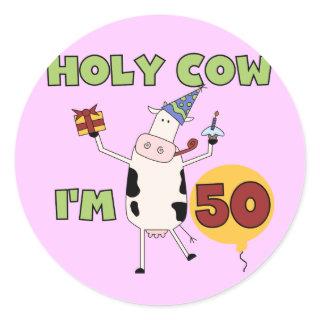 Holy Cow I'm 50 Birthday Tshirts and Gifts Classic Round Sticker
