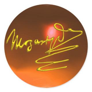 HOMAGE TO MOZART, orange yellow agate Classic Round Sticker