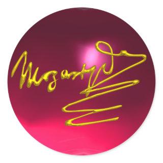 HOMAGE TO MOZART,red pink ruby Classic Round Sticker