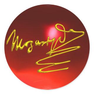 HOMAGE TO MOZART,red ruby Classic Round Sticker