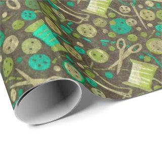 Home Hobby Sewing DIY Paper Collage Pattern Green