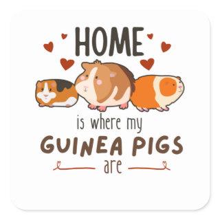 Home Is Where My Guinea Pigs Are Square Sticker