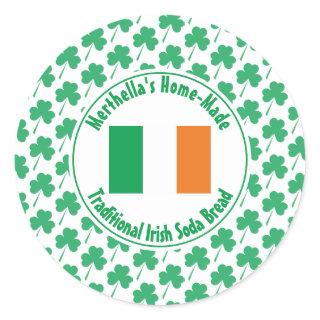 Home Made IRISH SODA BREAD Ireland Flag Shamrock Classic Round Sticker